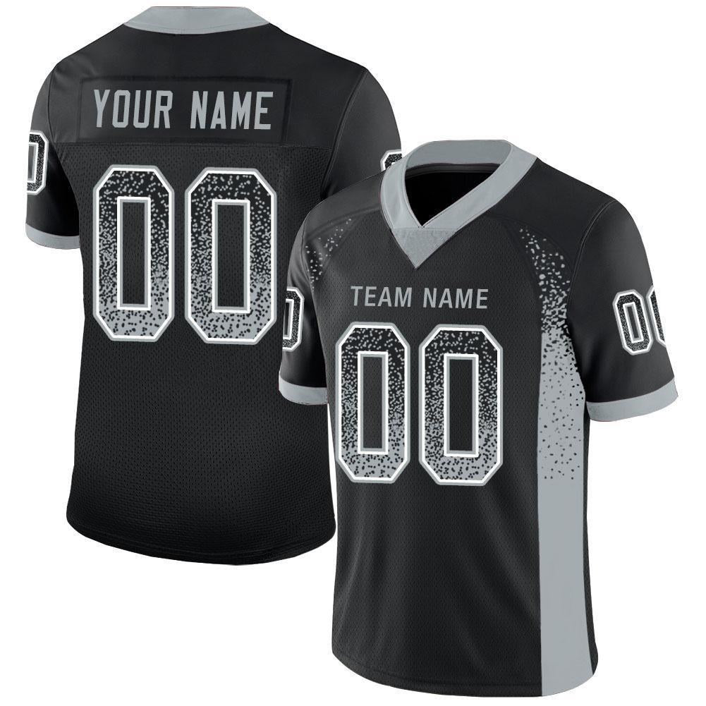 Custom Black Silver-White Drift Fashion Football Jersey photo 1