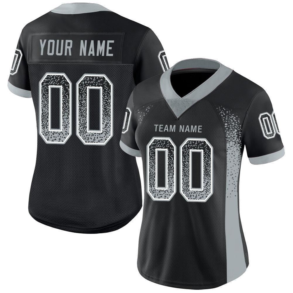 Custom Black Silver-White Drift Fashion Football Jersey photo 2