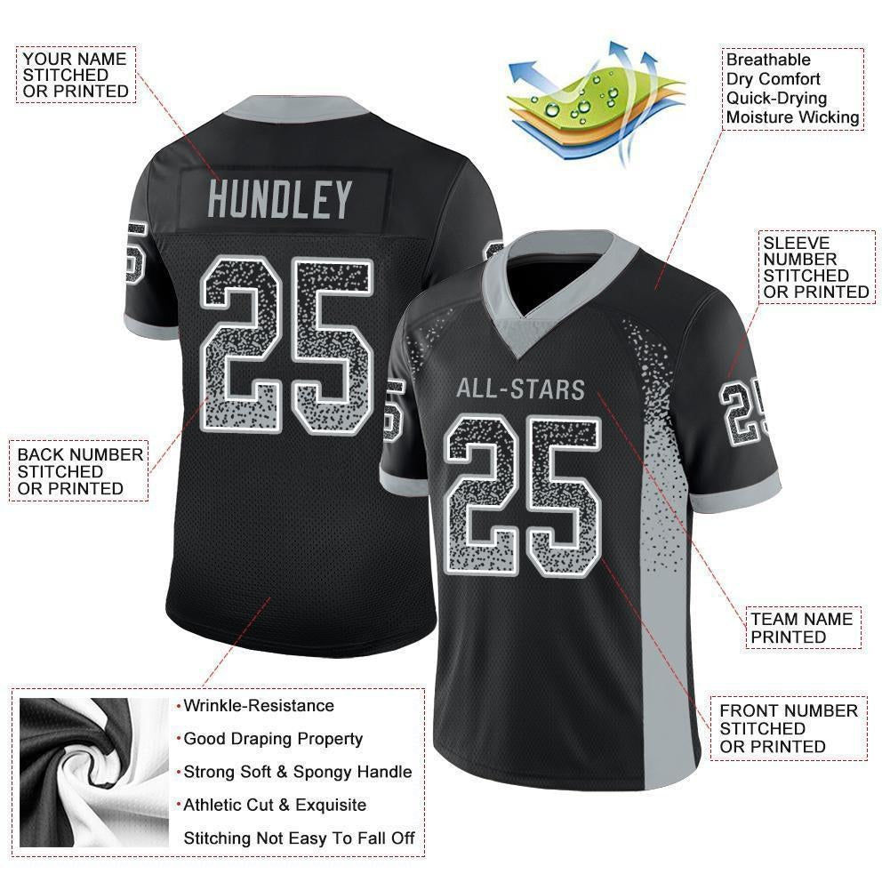 Custom Black Silver-White Drift Fashion Football Jersey photo 3