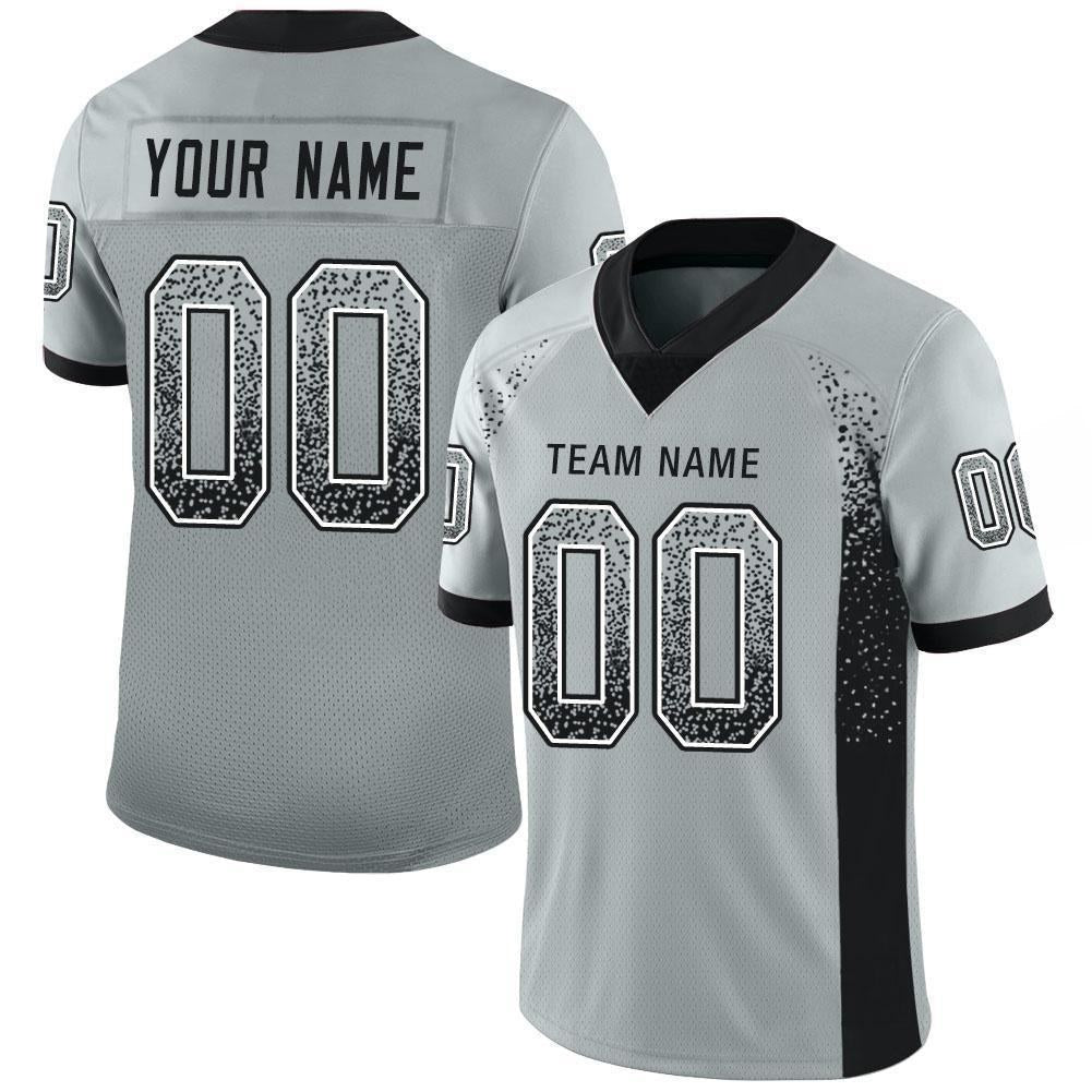 Custom Silver Black-White Drift Fashion Football Jersey photo 1