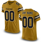 Custom Old Gold Black-White Mesh Authentic Football Jersey
