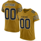 Custom Old Gold Black-White Mesh Authentic Football Jersey photo 1
