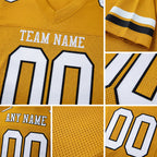 Custom Old Gold White-Black Mesh Authentic Football Jersey detail