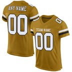 Custom Old Gold White-Black Mesh Authentic Football Jersey photo 1
