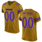 Custom Old Gold Purple-Black Mesh Authentic Football Jersey