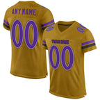 Custom Old Gold Purple-Black Mesh Authentic Football Jersey photo 1