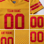 Custom Old Gold Red Mesh Authentic Football Jersey detail