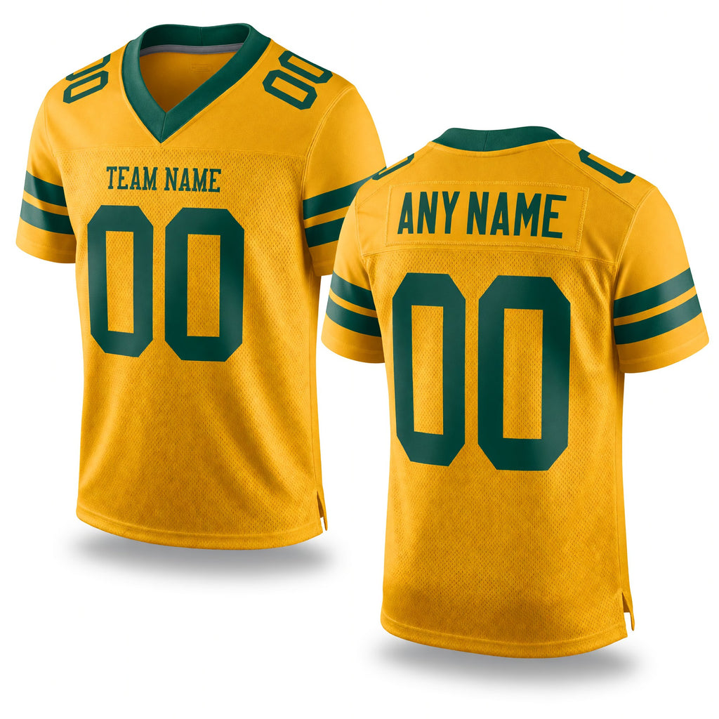 Custom Old Gold Green Mesh Authentic Football Jersey