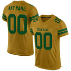 Custom Old Gold Green Mesh Authentic Football Jersey photo 1