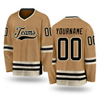 Custom Old Gold Black-Cream Hockey Jersey