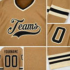 Custom Old Gold Black-Cream Hockey Jersey detail