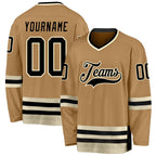 Custom Old Gold Black-Cream Hockey Jersey photo 1
