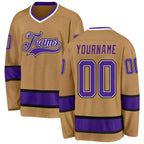 Custom Old Gold Purple-Black Hockey Jersey