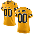 Custom Old Gold Black-White Mesh Authentic Football Jersey