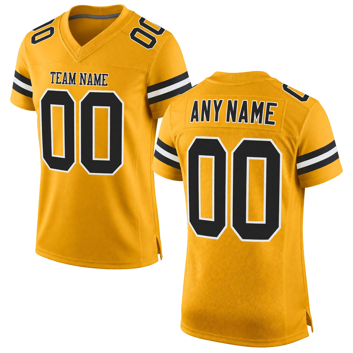 Custom Old Gold Black-White Mesh Authentic Football Jersey
