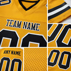 Custom Old Gold Black-White Mesh Authentic Football Jersey detail