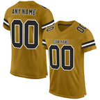 Custom Old Gold Black-White Mesh Authentic Football Jersey photo 1
