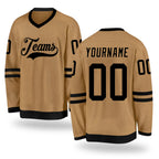 Custom Old Gold Black Hockey Jersey