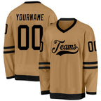 Custom Old Gold Black Hockey Jersey photo 1