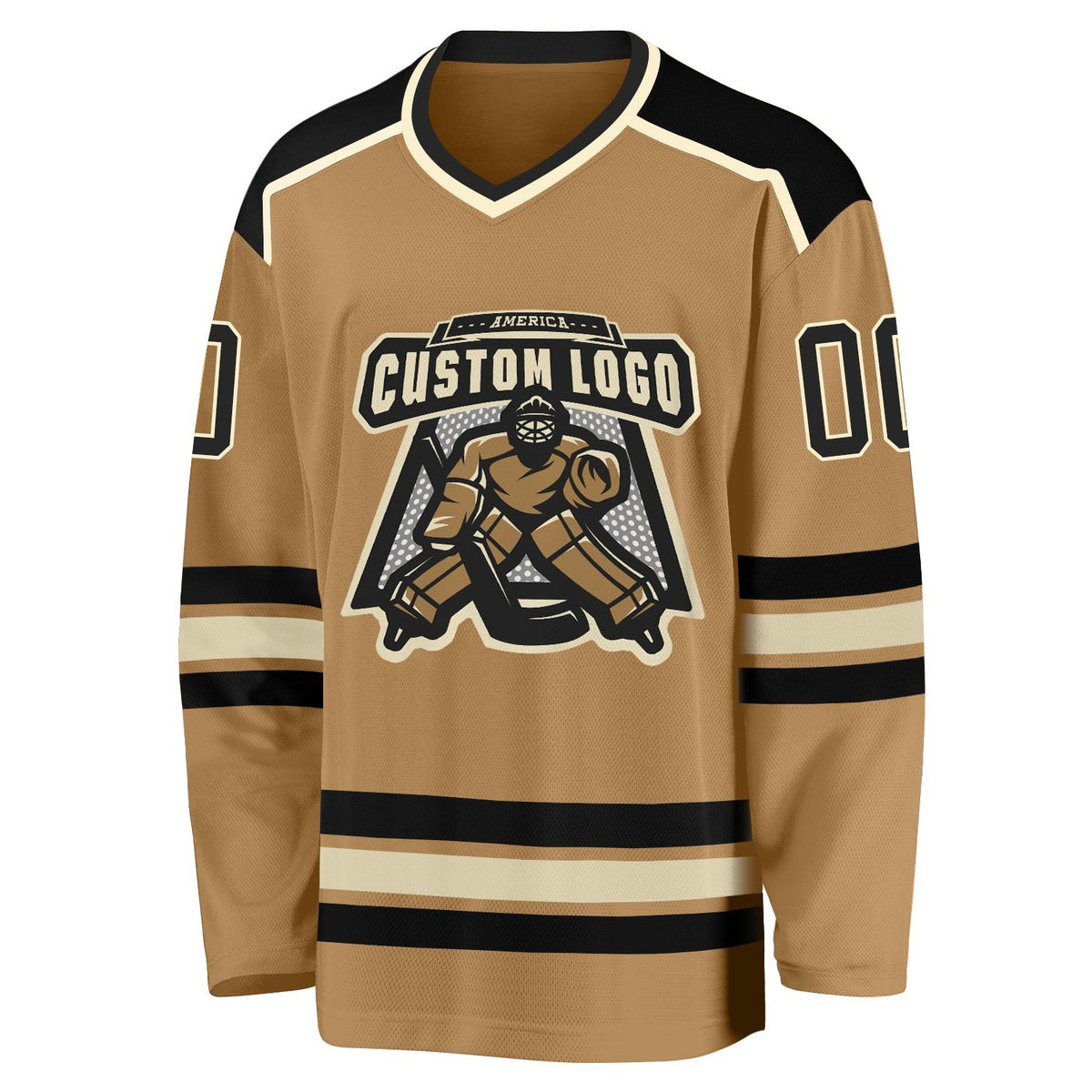 Custom Old Gold Black-Cream Hockey Jersey photo 2