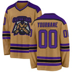 Custom Old Gold Purple-Black Hockey Jersey