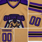 Custom Old Gold Purple-Black Hockey Jersey detail