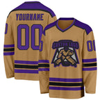 Custom Old Gold Purple-Black Hockey Jersey photo 1