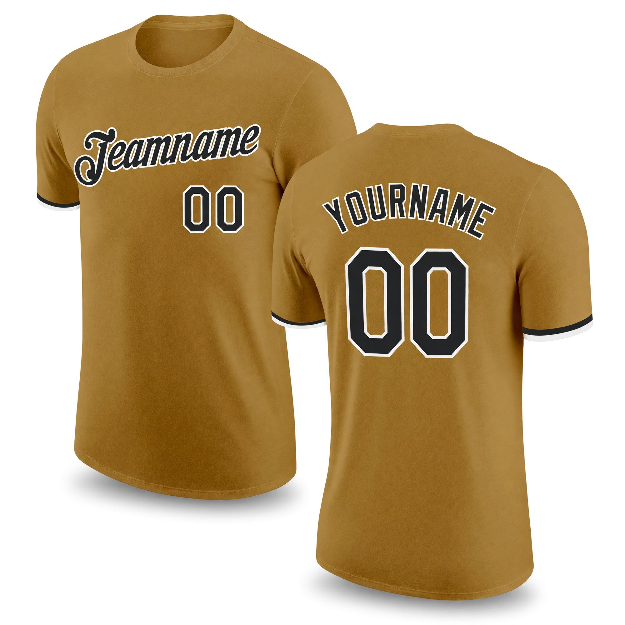 Custom Old Gold Black-White Performance T-Shirt