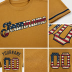 Custom Old Gold Vintage USA Flag-Black Performance T-Shirt detail