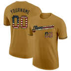 Custom Old Gold Vintage USA Flag-Black Performance T-Shirt photo 1