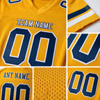 Custom Old Gold Navy-White Mesh Authentic Football Jersey detail