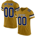 Custom Old Gold Navy-White Mesh Authentic Football Jersey photo 1