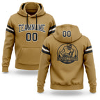 Custom Stitched Old Gold Black-White Football Pullover Sweatshirt Hoodie