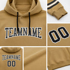 Custom Stitched Old Gold Black-White Football Pullover Sweatshirt Hoodie detail