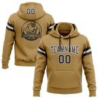 Custom Stitched Old Gold Black-White Football Pullover Sweatshirt Hoodie photo 1