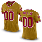 Custom Old Gold Maroon-White Mesh Authentic Throwback Football Jersey