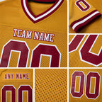 Custom Old Gold Maroon-White Mesh Authentic Throwback Football Jersey detail
