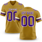 Custom Old Gold Purple-White Authentic Football Jersey