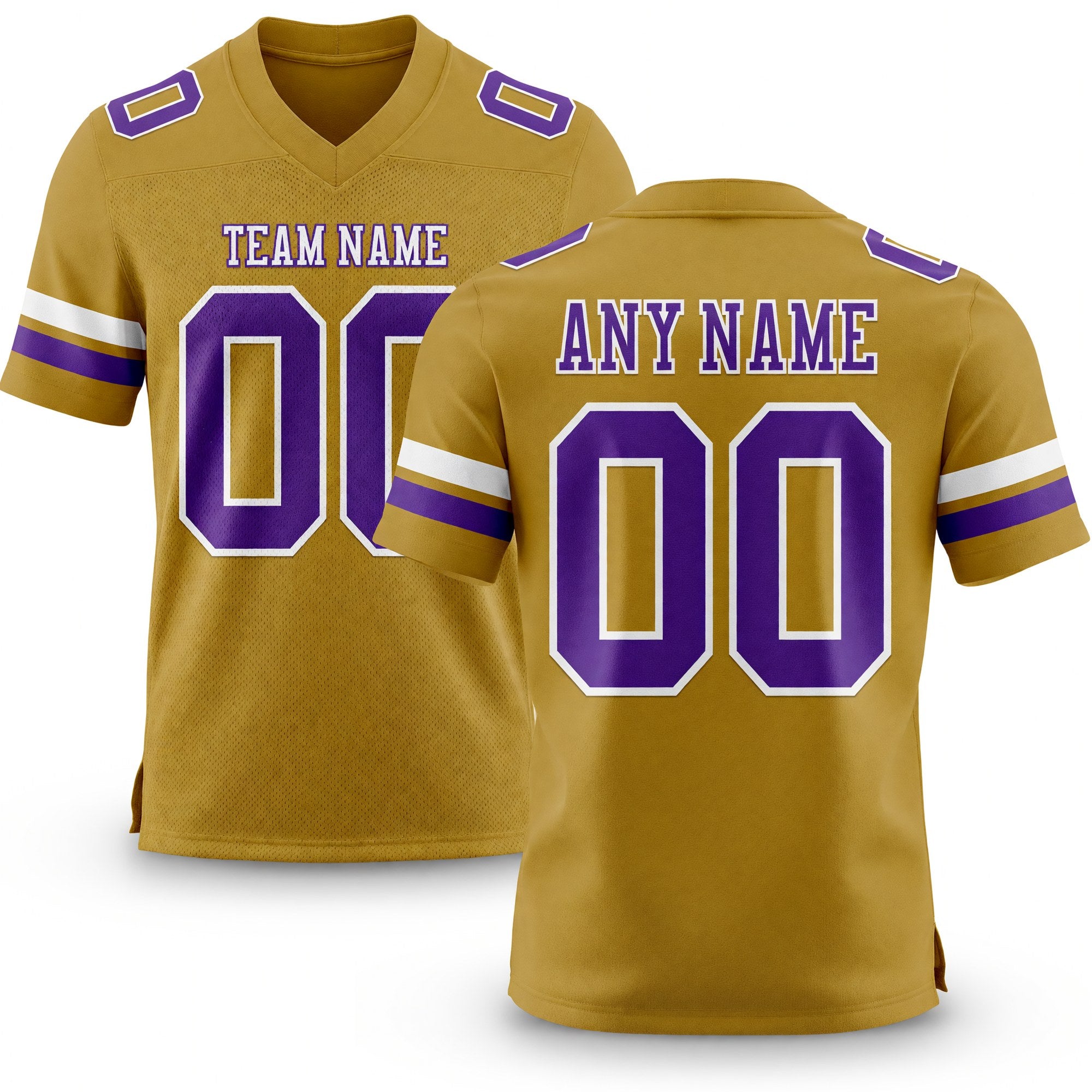 Custom Old Gold Purple-White Authentic Football Jersey
