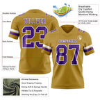 Custom Old Gold Purple-White Authentic Football Jersey photo 3