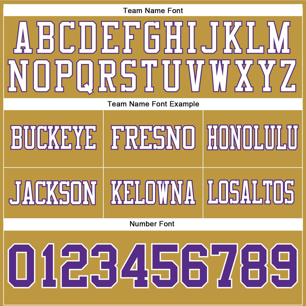 Custom Old Gold Purple-White Authentic Football Jersey photo 4