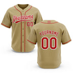 Custom Stitched Old Gold Red-White Baseball Pullover Sweatshirt Hoodie