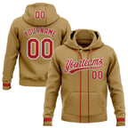 Custom Stitched Old Gold Red-White Baseball Pullover Sweatshirt Hoodie photo 1