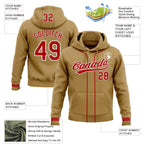 Custom Stitched Old Gold Red-White Baseball Pullover Sweatshirt Hoodie photo 2