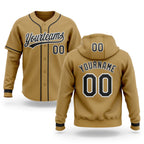 Custom Stitched Old Gold Black-White Baseball Pullover Sweatshirt Hoodie