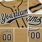 Custom Stitched Old Gold Black-White Baseball Pullover Sweatshirt Hoodie detail