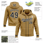 Custom Stitched Old Gold Black-White Baseball Pullover Sweatshirt Hoodie photo 2