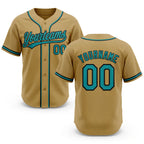 Custom Stitched Old Gold Teal-Black Baseball Pullover Sweatshirt Hoodie