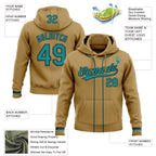 Custom Stitched Old Gold Teal-Black Baseball Pullover Sweatshirt Hoodie photo 2