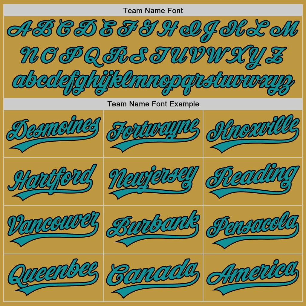 Custom Stitched Old Gold Teal-Black Baseball Pullover Sweatshirt Hoodie photo 3
